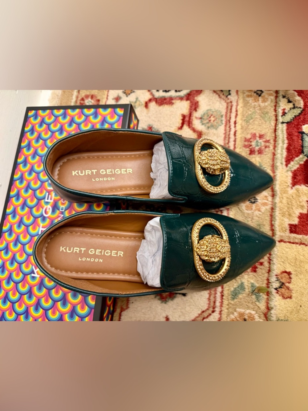 Kurt Geiger Emerald Loafers with Gold Accent - Picture 3 of 7